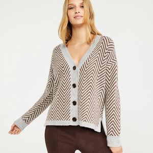Ann Taylor Herringbone Boyfriend Cardigan